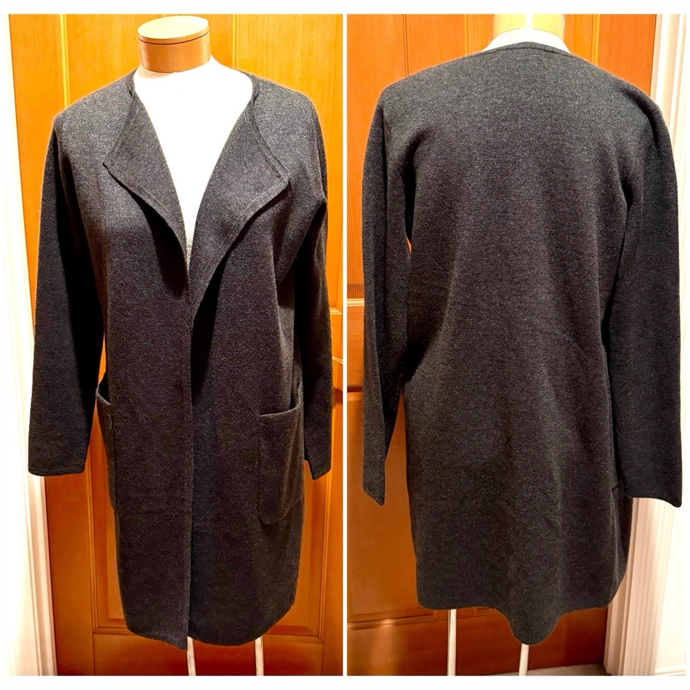 J. Crew charcoal Grey collarless sweater-blazer - Picture 4 of 13
